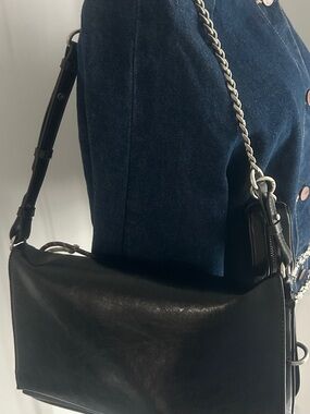 Zara Black Shoulder Bag with Polka Dot Lining